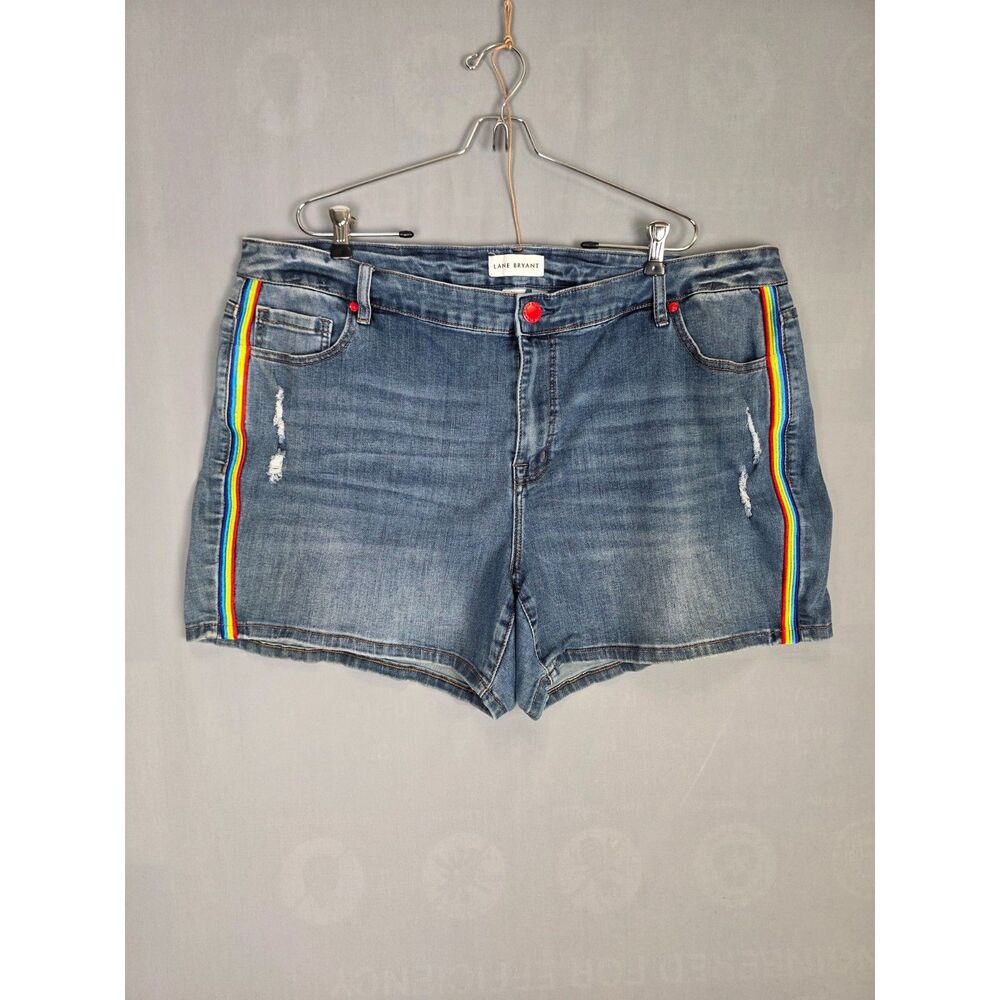 Lane Bryant Jorts Rainbow Shorts Size 22 Distressed Mid-Rise Girlfriend Short